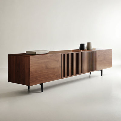 Banvra Mid-Century Modern TV Stand with 4 Storage Cabinets for Living Room