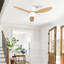 Ventilateur de plafond de 42 pouces avec lumière, conception encastrée mince, 3 pales en plastique ABS, télécommande incluse, réglage à 6 vitesses, moteur à courant continu réversible, fonctionnement silencieux, idéal pour les chambres à coucher, intérieur / extérieur-126007540