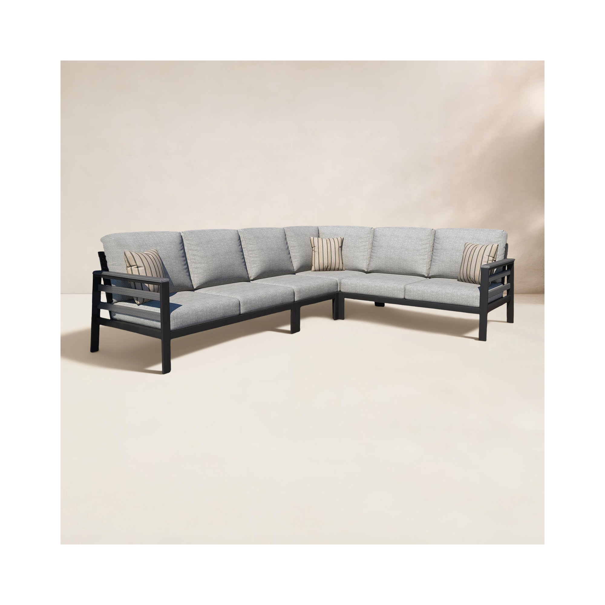 Townsend Outdoor 6 Person Sectional Seating Group With Sunbrella Cushions