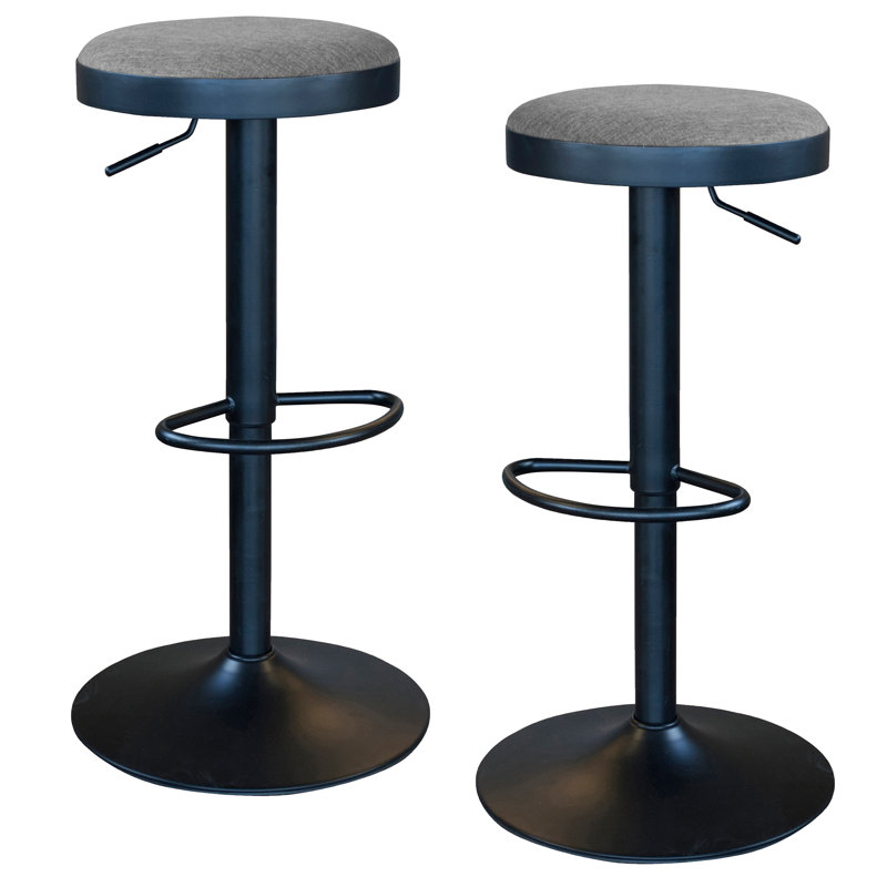 Izebella Swivel Upholstered Adjustable Height Counter Stool with Metal Frame, Gray