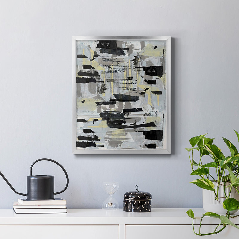 «Tiles & Texture Abstract Angles III», toile encadrée de qualité supérieure - prête à être accrochée, Argent