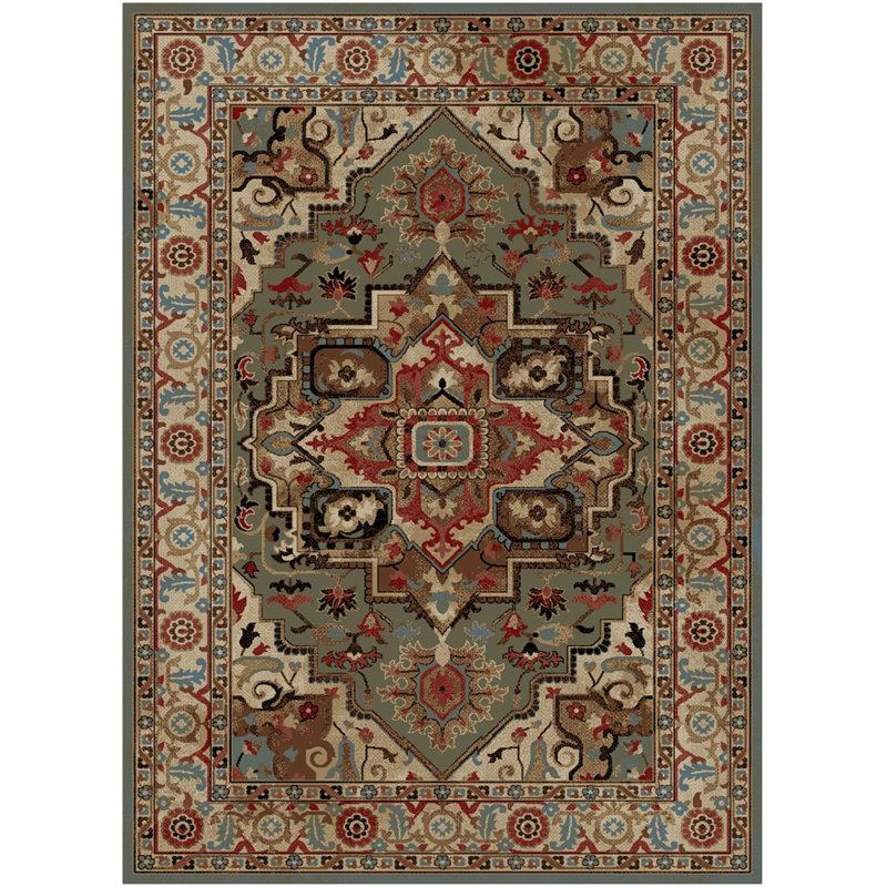 Tapis beige / rouge Heideman, Rectangle 9 pi 3 po x 12 pi 6 po