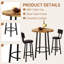 Ensemble de table de bar et tabourets 3 pièces, table ronde de style pub/bistro avec 2 tabourets de bar avec dossier, mobilier de salle à manger haut de style vintage pour cuisine, appartement, bar à domicile-2090223766