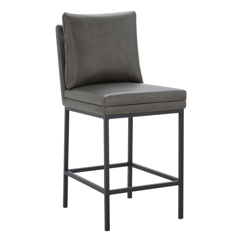 Tabouret de comptoir Clarkson, Similicuir gris Copley