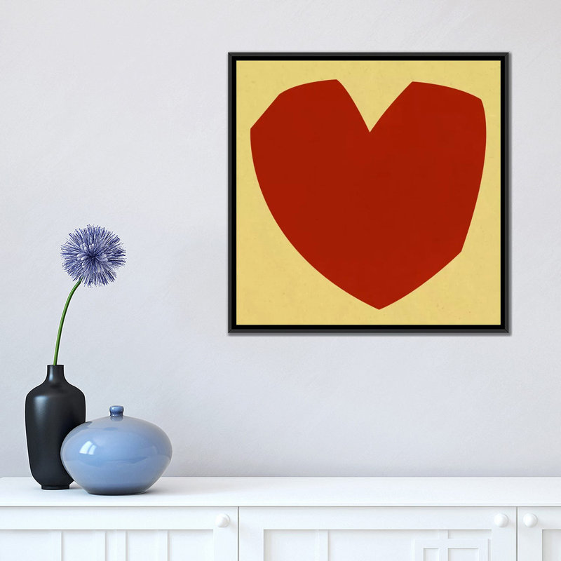 Albree Modern Cut-Out Love, impression sur toile, H 18 po x l 18 po x P 1,5 po, Toile avec cadre flottant noir, Pas de tapis