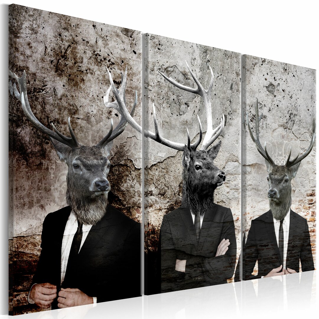 3-tlg. Leinwandbilder-Set Deer in Suits I