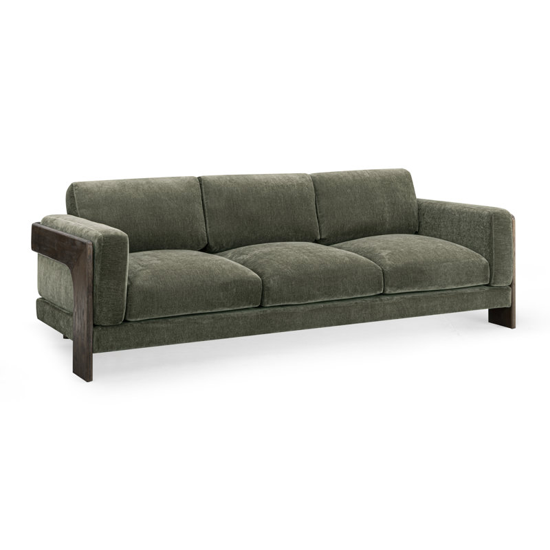 Canapé en chenille recyclé vert olive Elyn