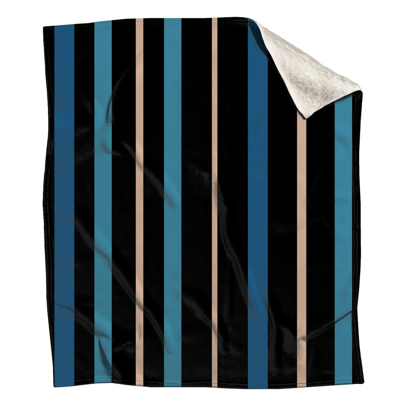 Couvertures rayées noires et bleues, L 60 po x H 80 po