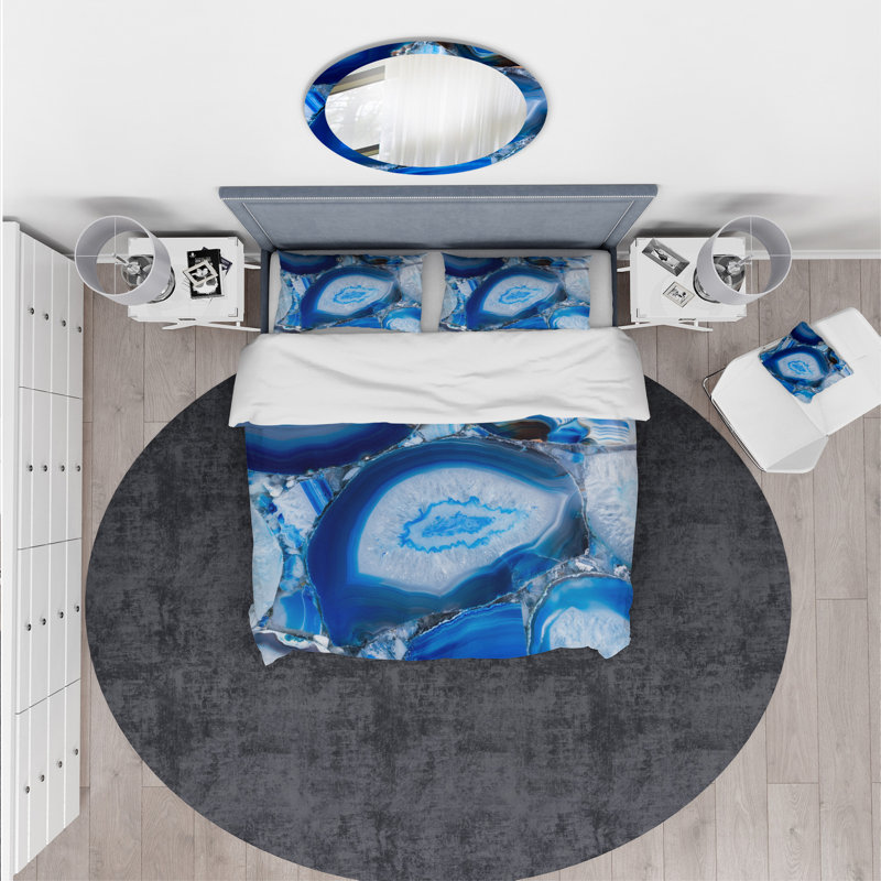Ensemble de housse de couette designart agate geode, Housse simple + 1 taie décorative