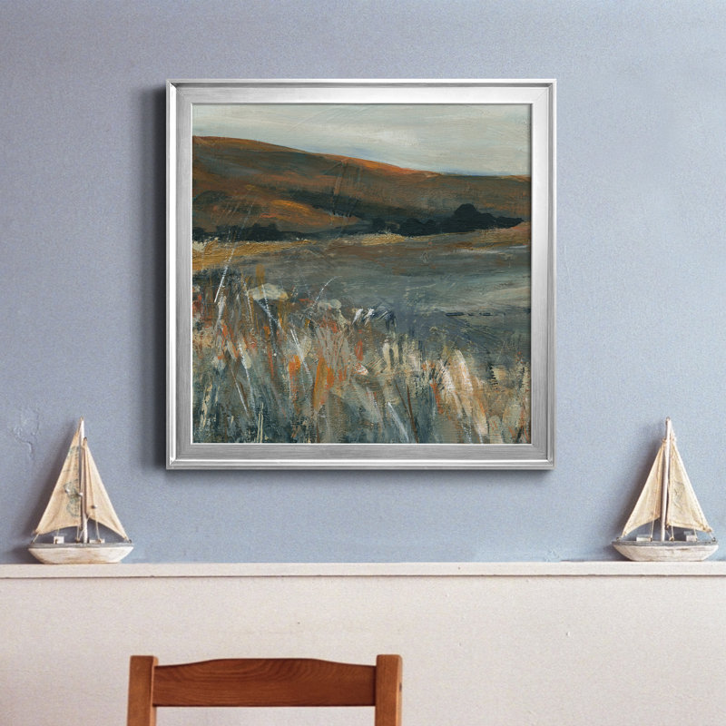 Cuivre, crépuscule I - Peinture sur toile encadrée, H 17,5 po x l 17,5 po x P 1,5 po, Toile avec cadre argenté