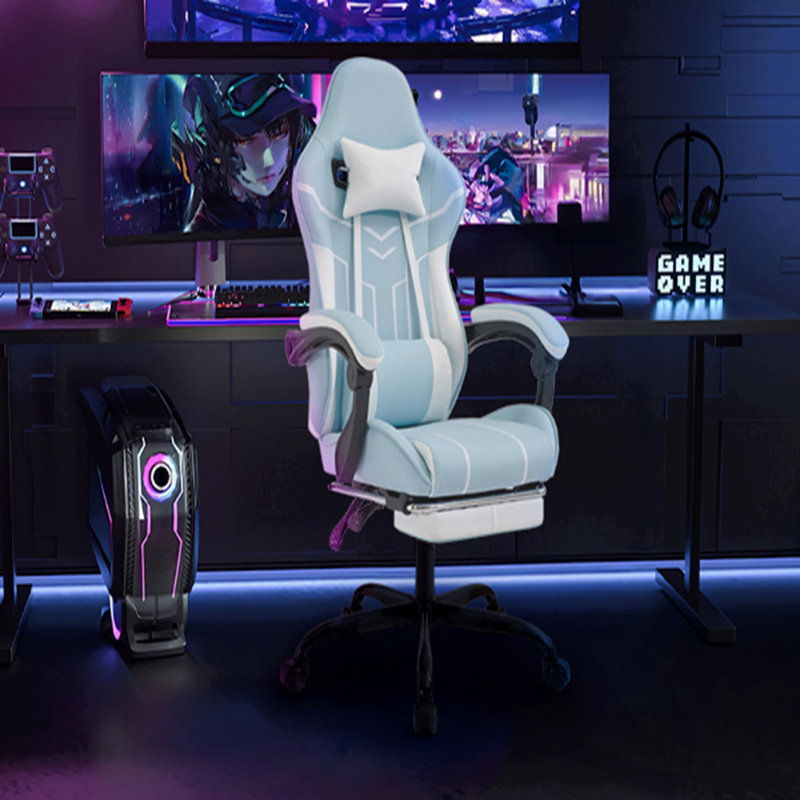 Chaise de jeu, chaise d'ordinateur ergonomique avec repose-pieds Chaise de bureau ergonomique avec dossier lombaire