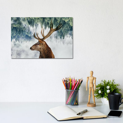 The Deer And The Woods by Angyalosi Beáta - Wrapped Canvas Print