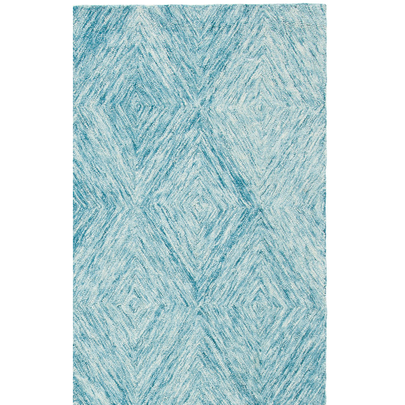 Tapis géométrique en laine et coton touffeté à la main Napoli Metro, Carré 6 pi