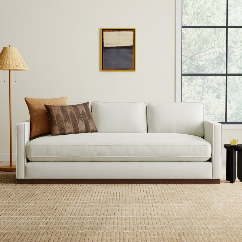 Bobbi 87'' Upholstered Sofa, Flanigan Beige Linen, Walnut