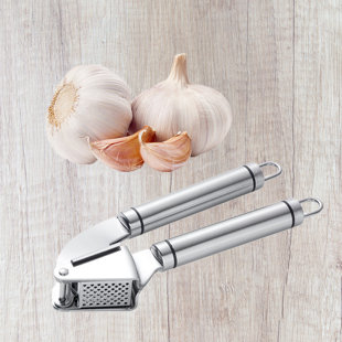 Heavy Duty Garlic Press, Stainless Steel Garlic Mincer with Round Hole Rust  Proof Grade Garlic Crusher & Ginger Press with Roller Peeler and Cleaning  Brush, Easy Squeeze and Clean 