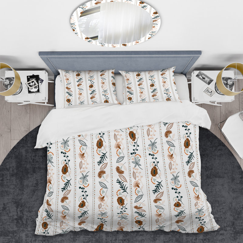 Ensemble de housse de couette en microfibre blanc / brun / vert 3 pièces