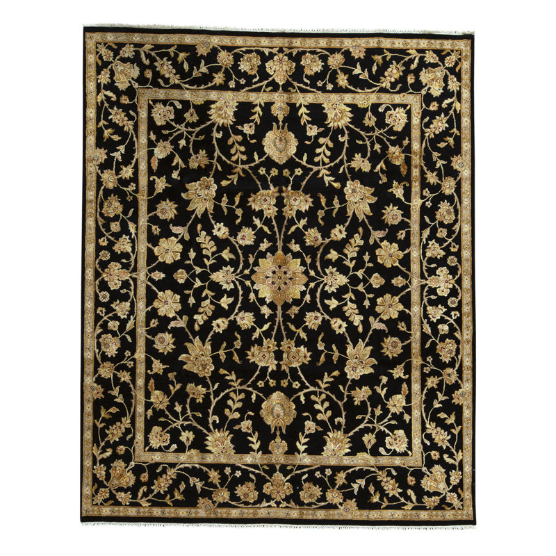 Floral Area Rug in Black