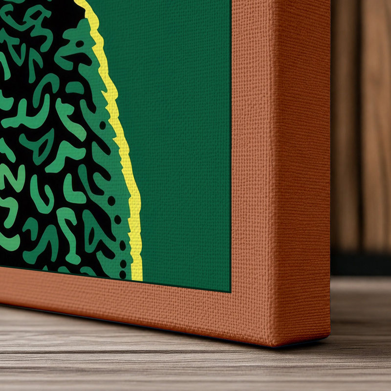 Poodle in Green Modern - Wrapped Canvas, 24x16 - 61.0 x 40.6 cm, Terracotta Border