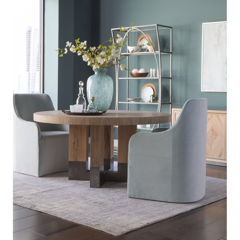 Verite Round Oak Pedestal Dining Table