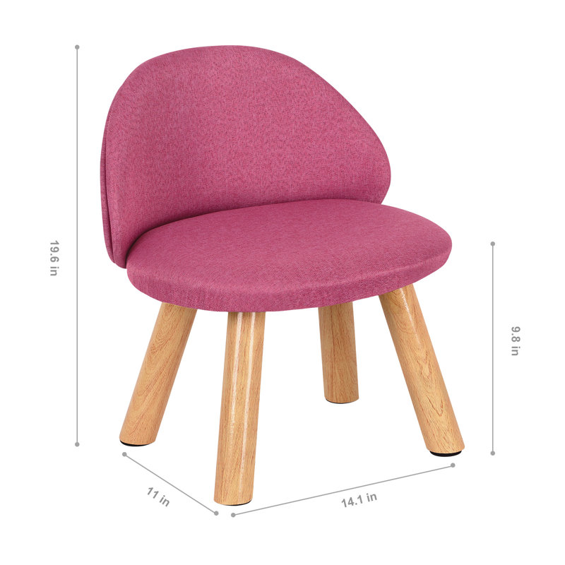 Tabouret en bois rembourré, lin, enfants, Rose