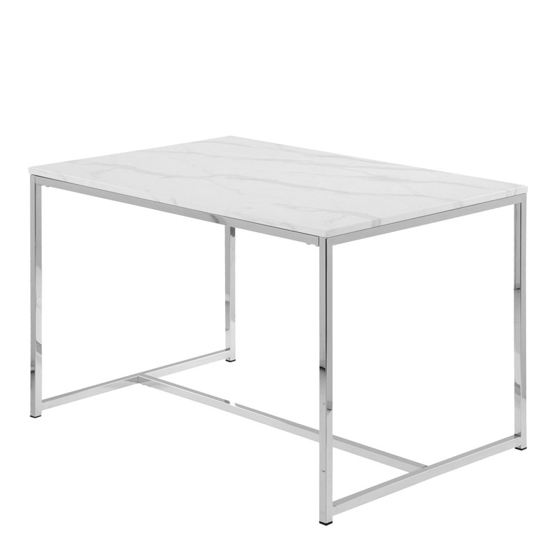 Rumi Metal Base Dining Table, White/Chrome