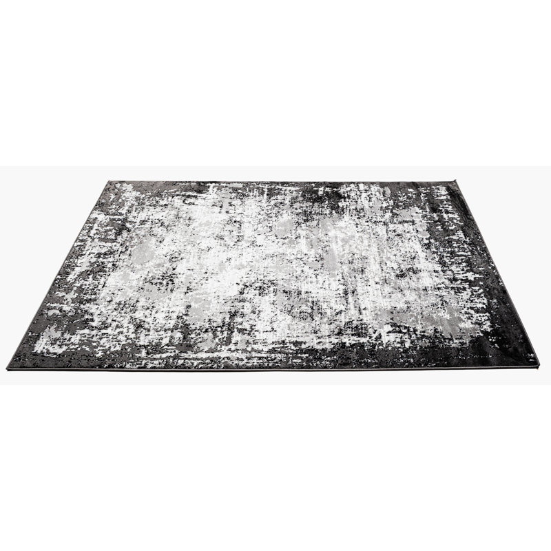 Abstract Area Rug, Rectangle 200 x 290 cm, Black