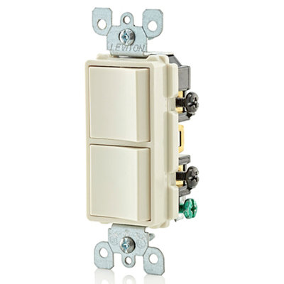 Leviton Decora 15 Amp Single Pole Combination AC Quiet Switch Light Almond 1 Pack