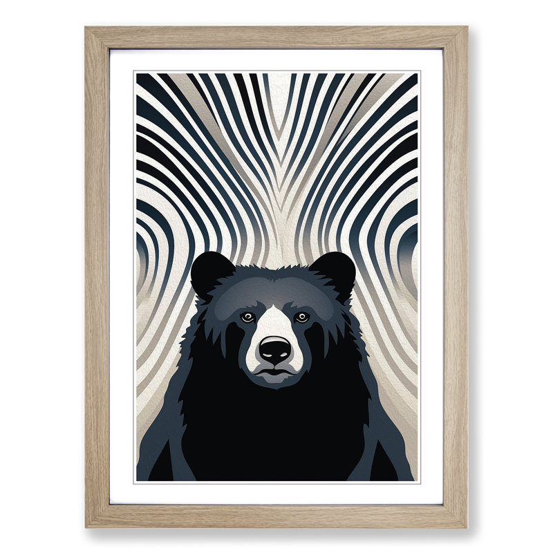 Bear Op Art - Framed Print, 64cm H x 46cm W x 2cm D, Oak Framed
