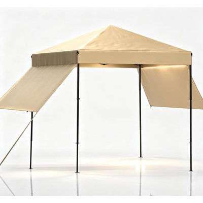 Pop Up Gazebo 1.8m x 1.8m, Adjustable Height Waterproof Outdoor Canopy Tent with Side Panel, Sandbags, Stakes & Wheeled Bag, Instant Sun Shelter for Camping Patio BBQ