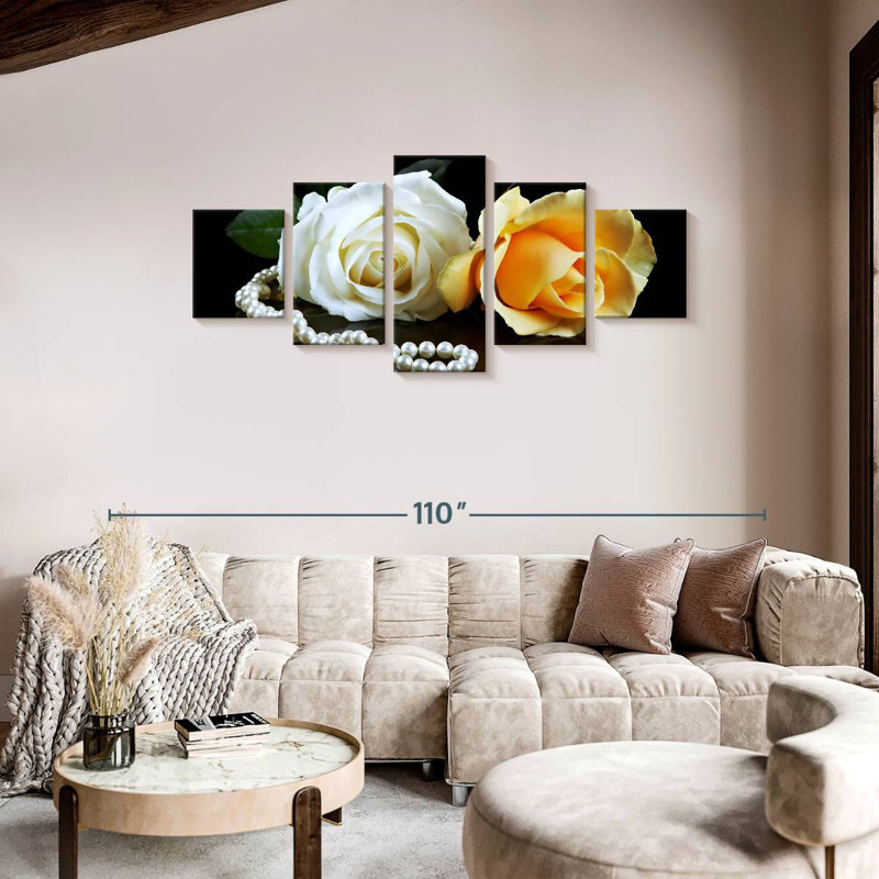 Perles et roses, H 36 po x l 80 po