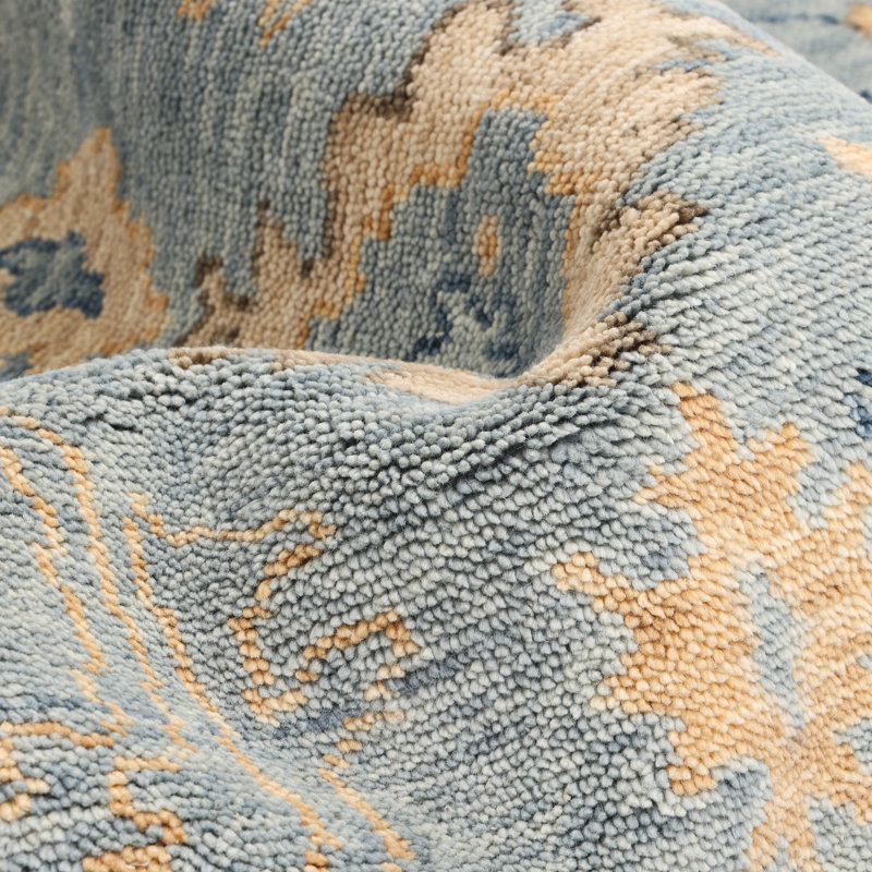 Lagos Hand Knotted Floral Area Rug in Gray, Rectangle 5' x 8'