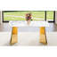 Table de salle à manger 63 po x 31,5 po x 30 po avec pieds papillon en acier inoxydable doré - Texture haute pour un style et un savoir-faire dorés-322490037