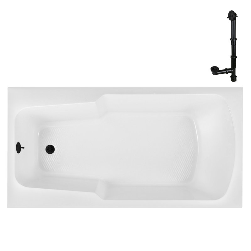 66'' x 34'' Acrylic Soaking Drop-In Bathtub, Drain Included, Matte Black