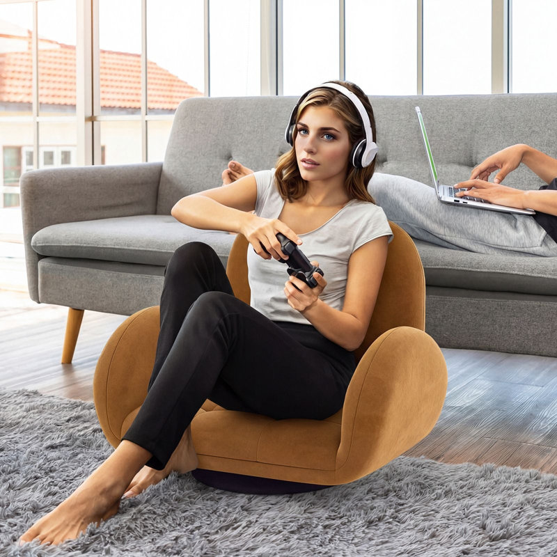 Upholstered Swivel Accent Chair, Brown