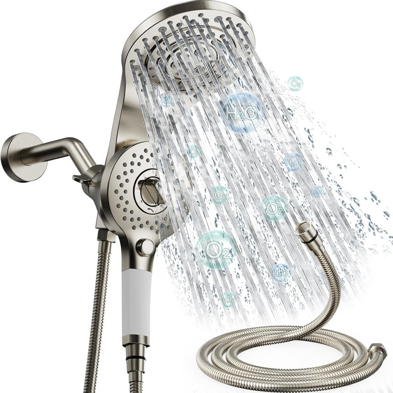 Pomme de douche double combinée, Nickel brossé