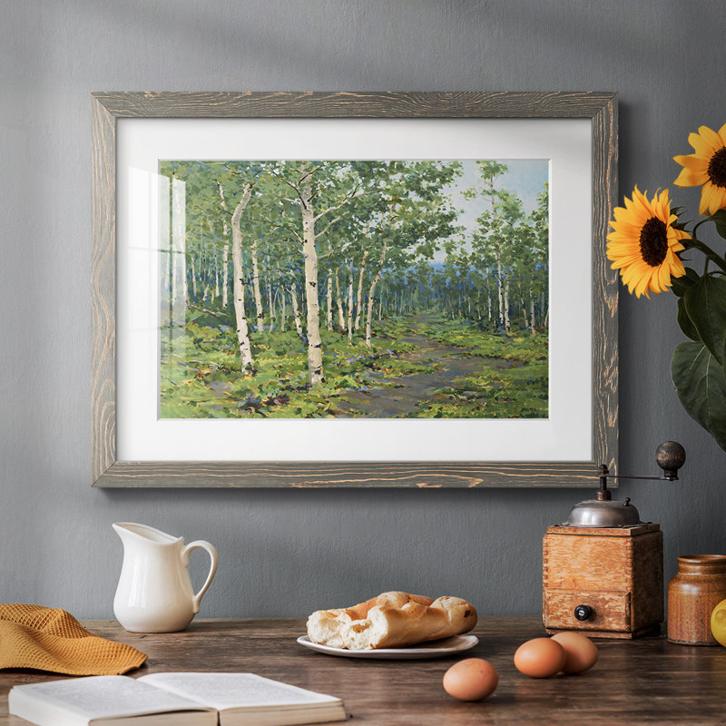 Dans la forêt - reproduction encadrée rustique avec tableau mat, Gris, H 14 po x l 20 po x P 1,5 po