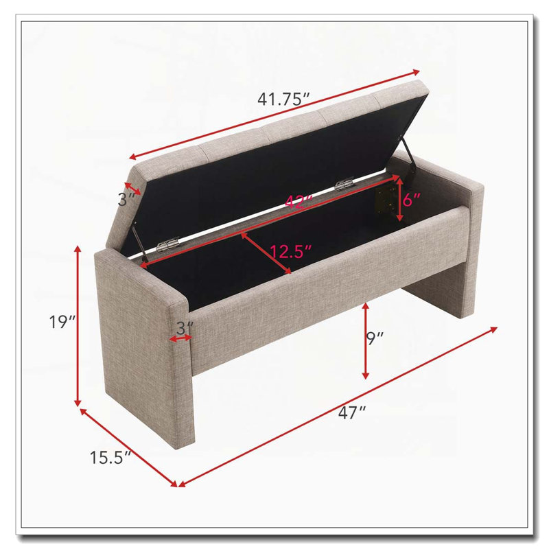 Banc de lit moderne avec rangement, Brun / gris