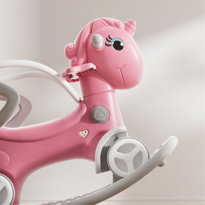 Cheval à bascule pour tout-petits, jouets d'équitation à vélo avec poignée, dossier et planche d'équilibre pour bébé fille et garçon, enfants licorne