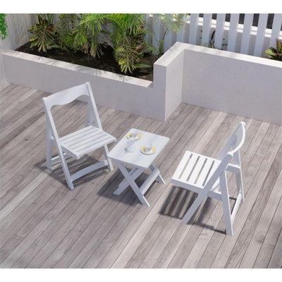 HIPS Material Outdoor Bistro Set Foldable Small Table And Chair Set With 2 Chairs And Rectangular Table