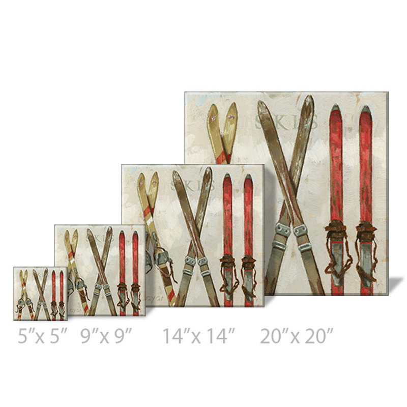 Skis, estampe numérique, H 9 po x l 9 po x P 1 po
