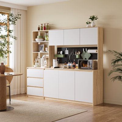 82.7"W Large Kitchen Pantry Storage Cabinet