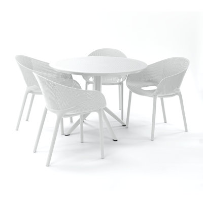 Farrah Sky Armchair 4 Person Dining Set