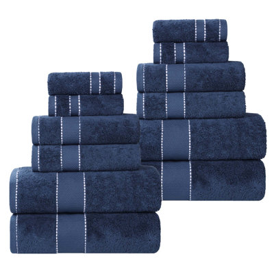 12 Piece Egyptian Giza Cotton Diamond Dobby Border Towel Set