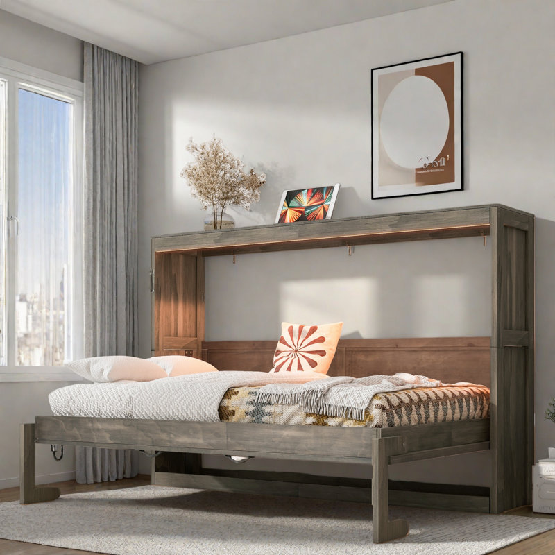 Murphy Bed With Led Light, Brown