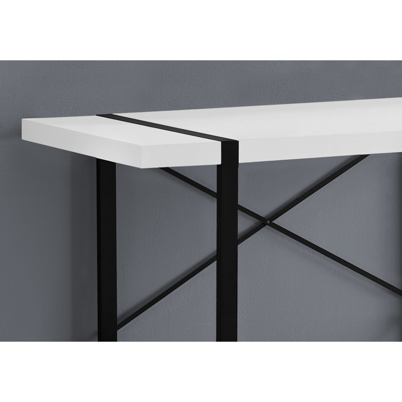 Bureau d'ordinateur, bureau personnel, ordinateur portable, L 48 po, travail, stratifié blanc, métal noir, contemporain, moderne