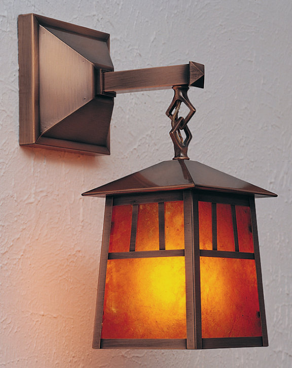 Lanterne murale d'extérieur 1 lumière Raymond, H 10,5 po x l 5,25 po x P 8 po, Cuivre antique, Brun clair