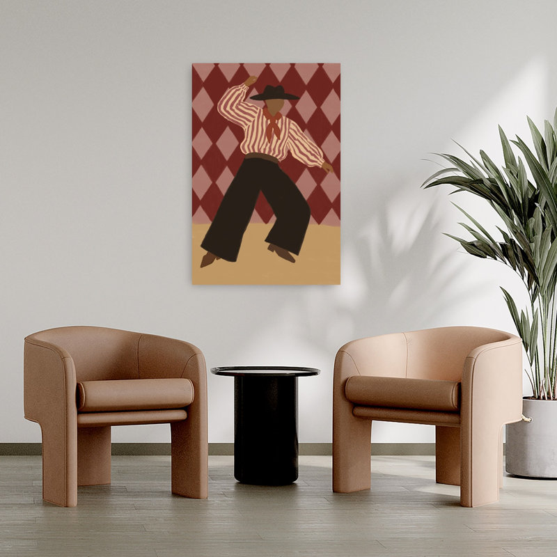Personnage rétro rétro audacieux, impression murale élégante et classique, 36" H x 24" W