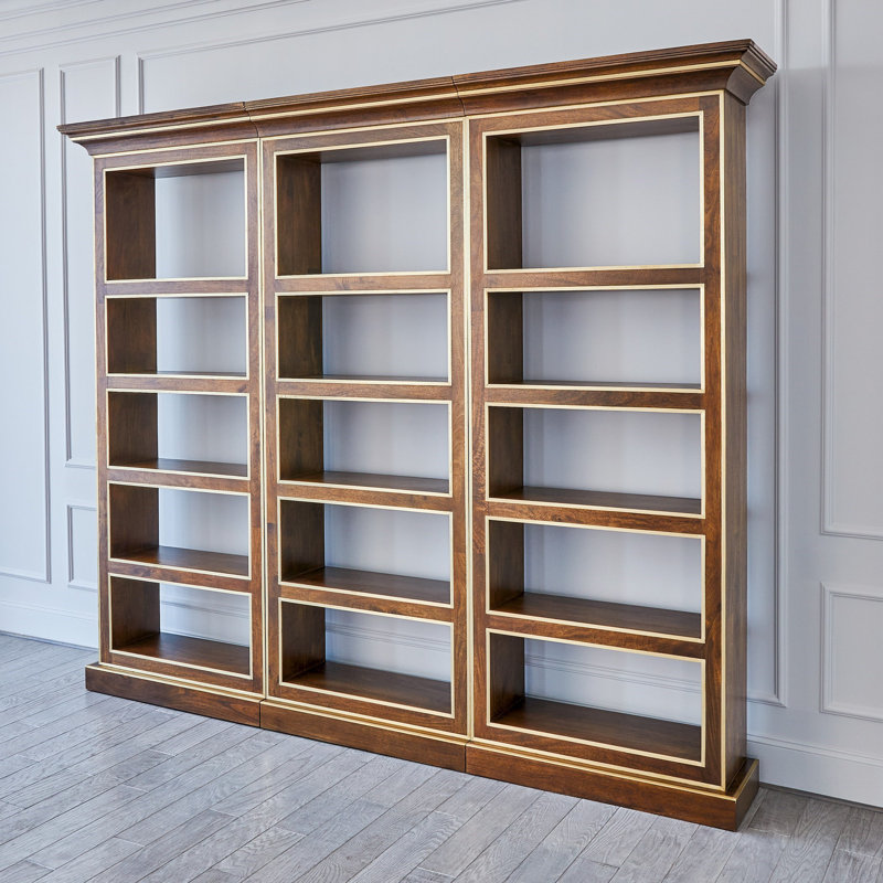 Mango Wood and Brass 5-Tier Freestanding Bookcase