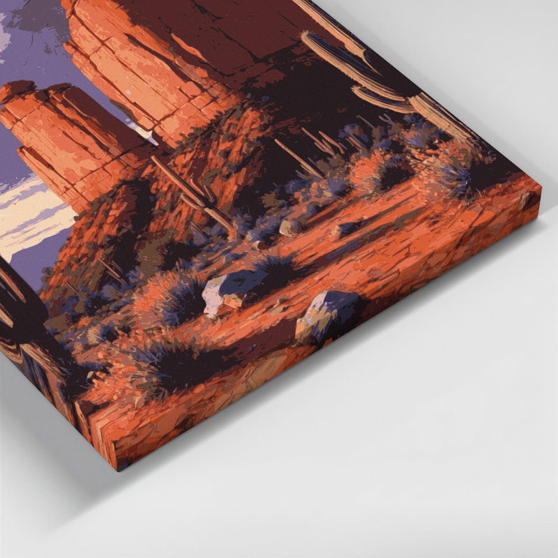 «Southwestern Cowboy Desert Landscape», art mural noir sur toile 66, H 16 po x l 16 po