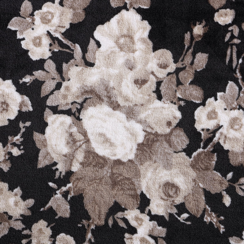 Vintage Floral Black Ultra Soft Fleece Throw Blanket